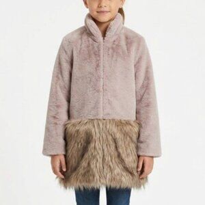 Imoga Pink Girls 10 Blush Pink Florine Faux Fur Mixed Media Winter Coat Jacket